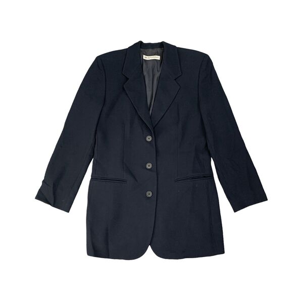 Vintage Emporio Armani Blazer Mens 42 Navy Wool 3 Button Business Notch Lapel - Picture 1 of 13